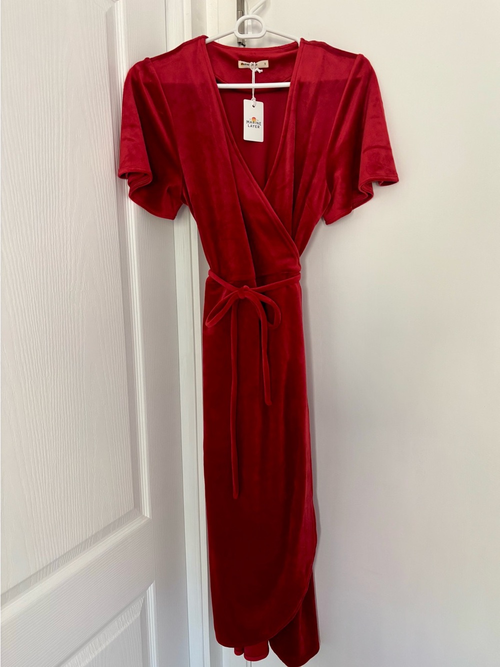 Marine Layer Wrap Dress in Red Dahlia - Picture 1 of 2